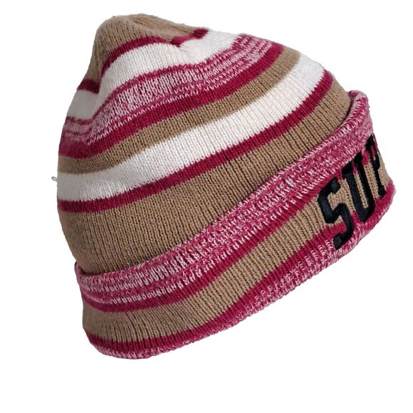 SUPREME BEANIE NEW YORK AUTHENTIC WINTER HAT BIG LOGO SPACE DYE STRIPE main image 7